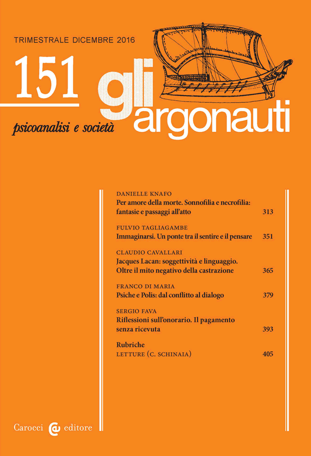 Gli Argonauti, Rivista di Psicoanalisi e Società, Numero 151 Dicembre 2016