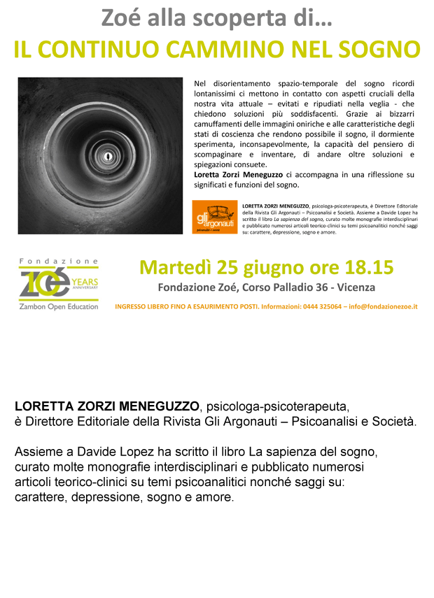 Seminario Il continuo Cammino nel sogno, Vicenza 25 Giugno 2019. Loretta Zorzi Meneguzzo